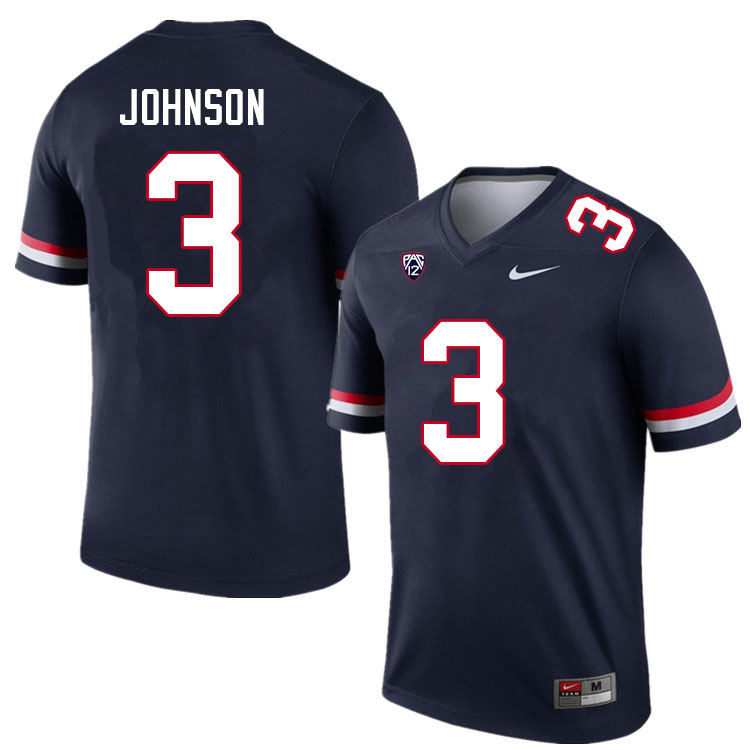 Men #3 Jalen Johnson Arizona Wildcats College Football Jerseys Sale-Navy